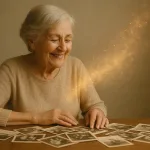 пожилая женщина и свет воспоминаний над фото